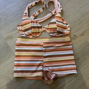 Dippin' Daisy's Zigzag Bikini in Orange and Brown